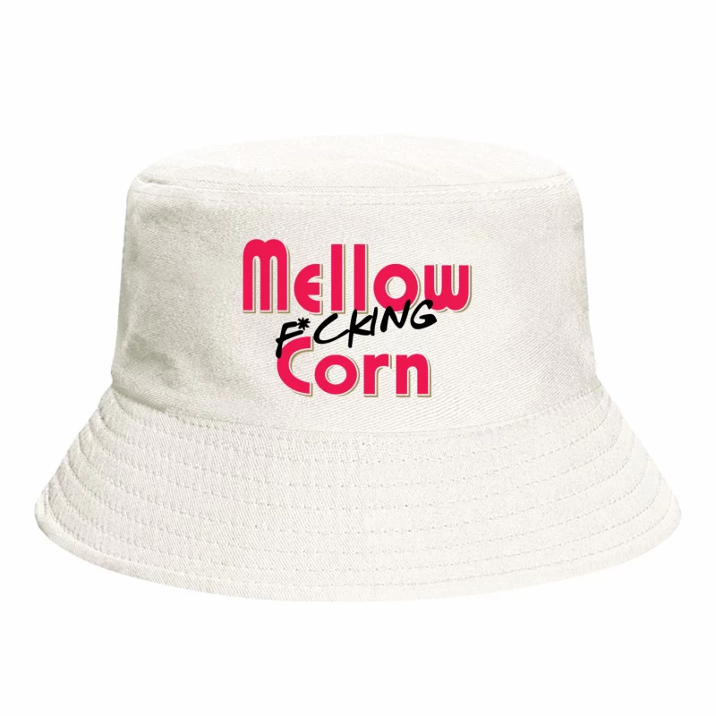 Stylized Pink Text Logo with Profanity: "Mellow F*cking Corn" Bucket Hat