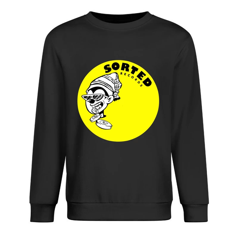 Sorted Records Label Logo with Cool Cartoon DJ Character Male Pullover Sweatshirt