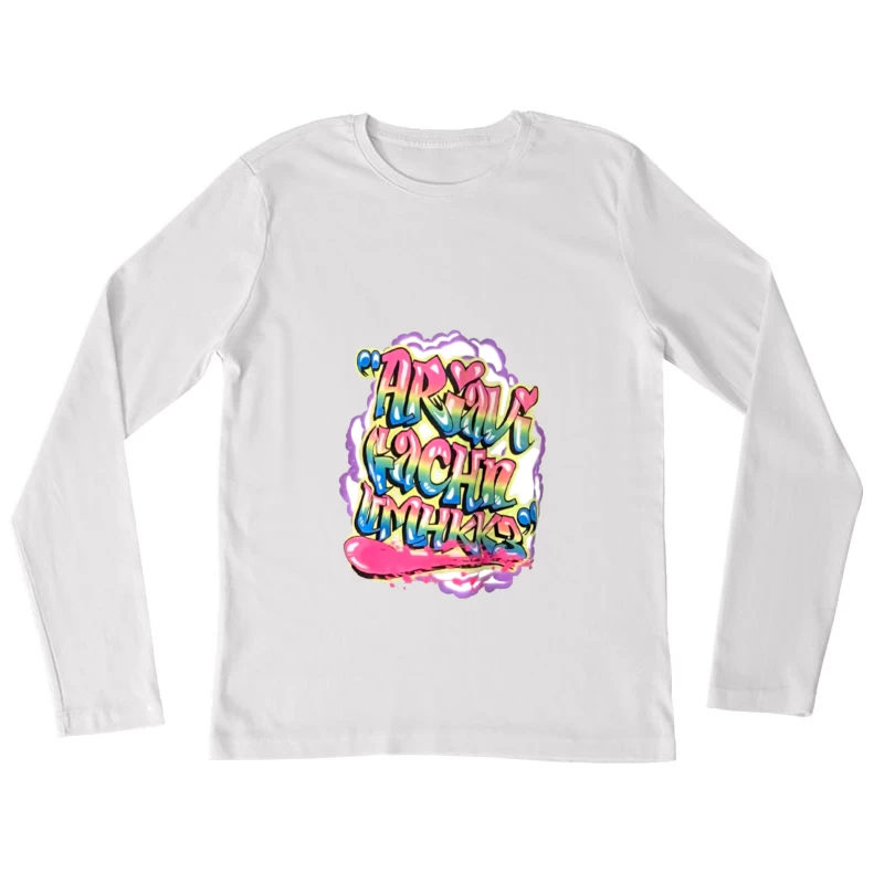 Farbige Graffiti-Worte Damen Langarm T-Shirt