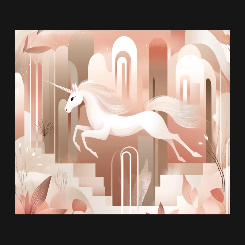 Dreamy Unicorn in Pastel Geometric Fantasy World Mouse Pad