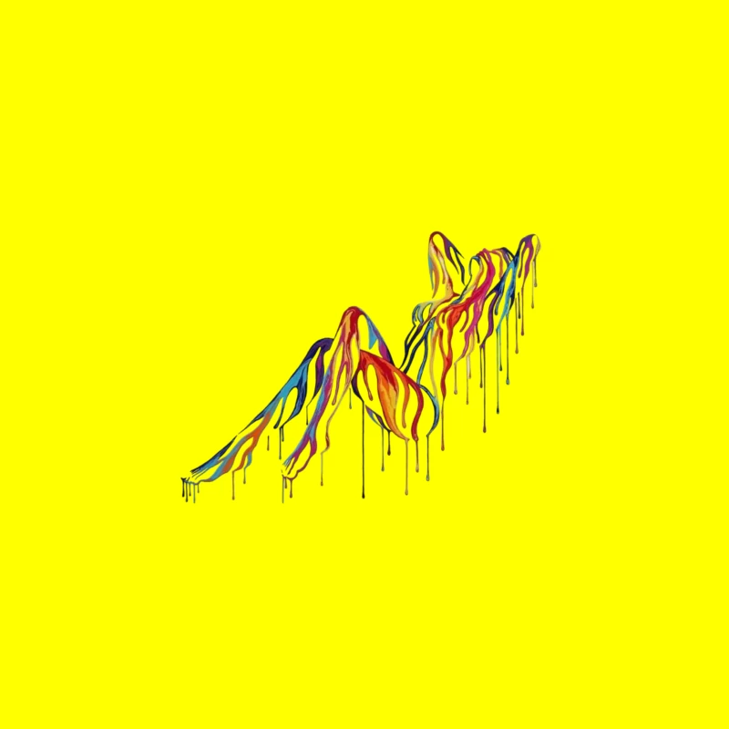Colorful Dripping Abstract Mountain Art Throw Pillow