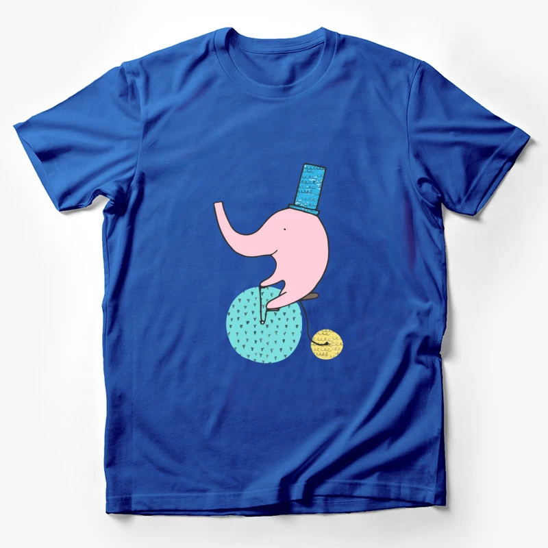Éléphant rose jonglant sur une balle Homme T-Shirt