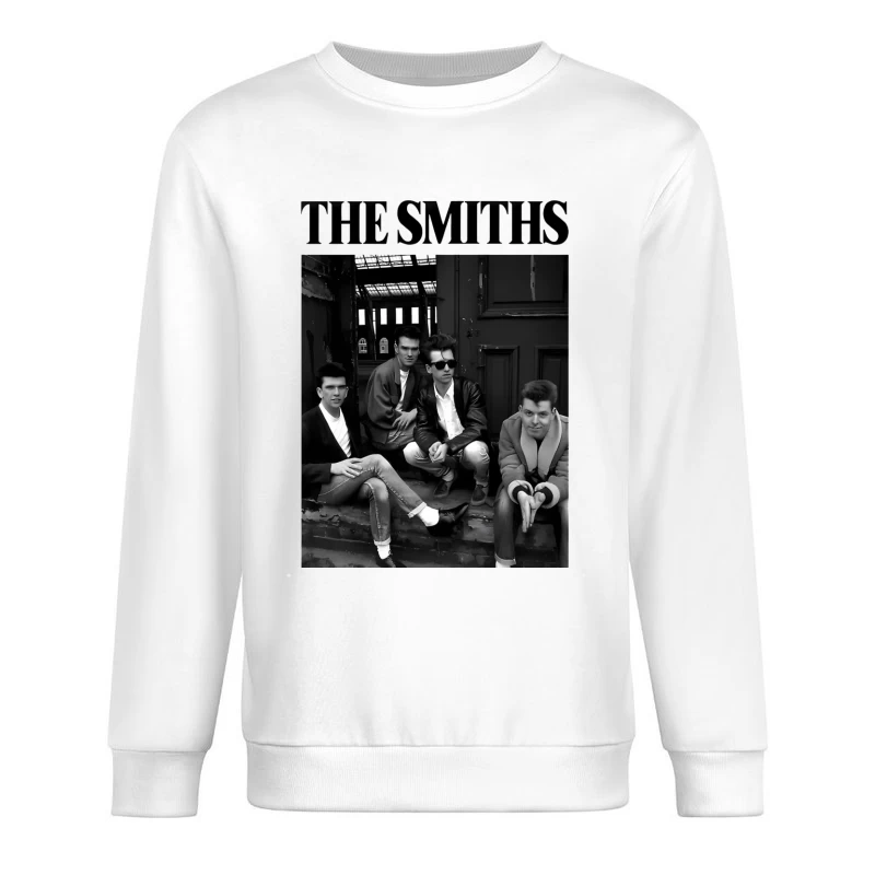 The Smiths: Iconic 1980s British Alternative Rock Band in Black and White Male Pullover Sweatshirt