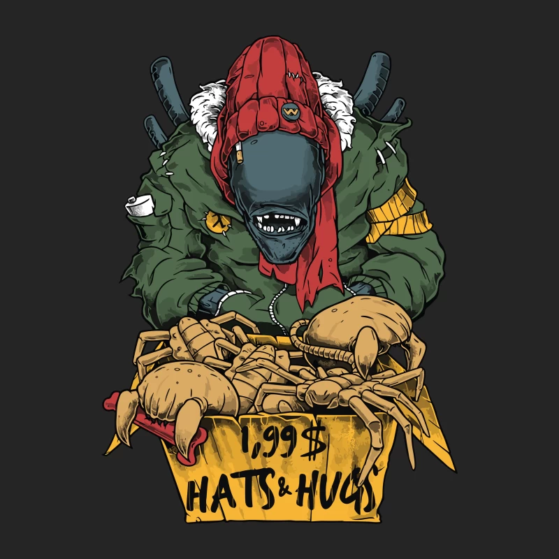 Monster Hat Vendor with Crabs Male Pullover Sweatshirt