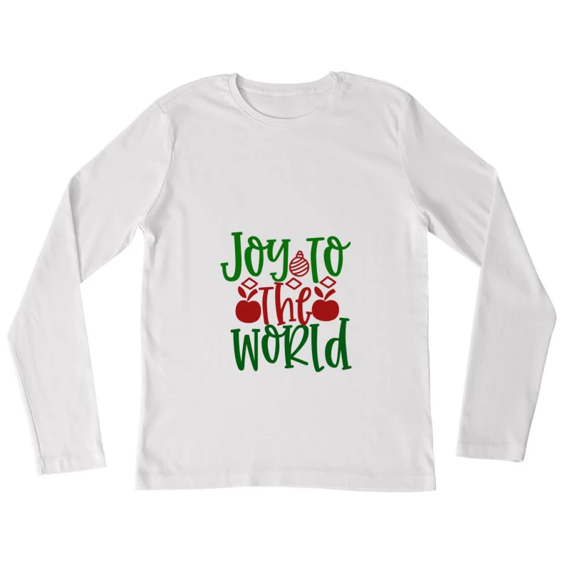 Design de Noël avec Joie sur Fond Blanc Femme Manches Longues T-Shirt