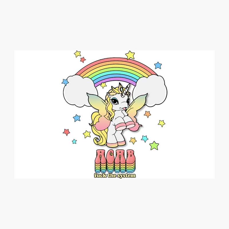 Cute Cartoon Unicorn with Rainbow and Anti-Establishment Message Travel Mug