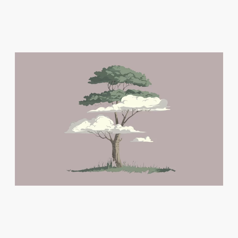 Illustrated Acacia Tree in African Savanna Landscape Travel Mug