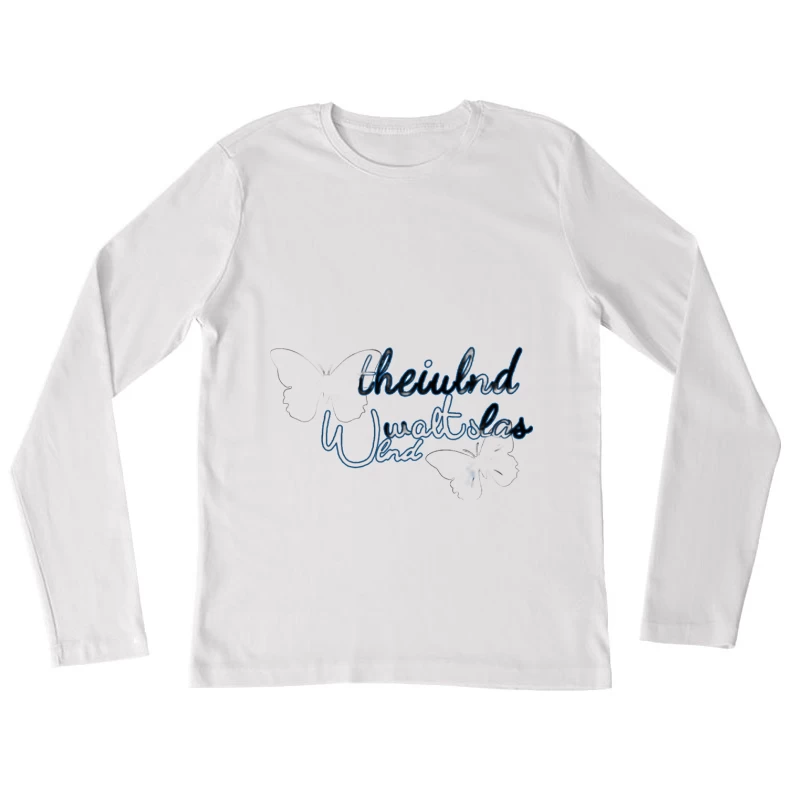 Schmetterlingsdesign mit Schriftzug Damen Langarm T-Shirt
