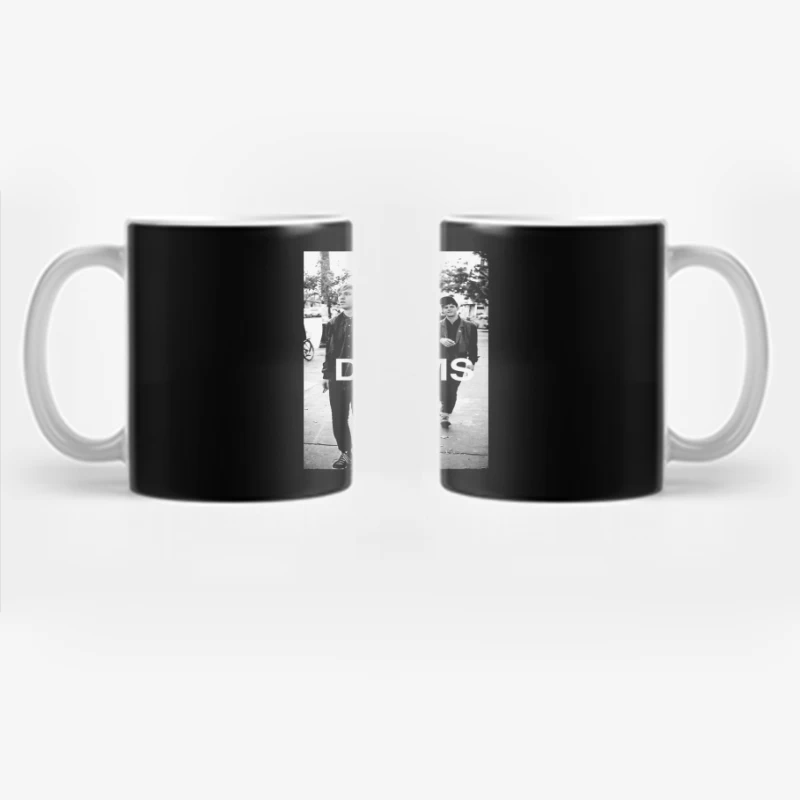 The Drums Band Members Walking on Street - Vintage Black and White Photo Coffee Mug