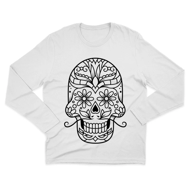 Zuckerskull mit floralen Mustern Herren Langarm T-Shirt