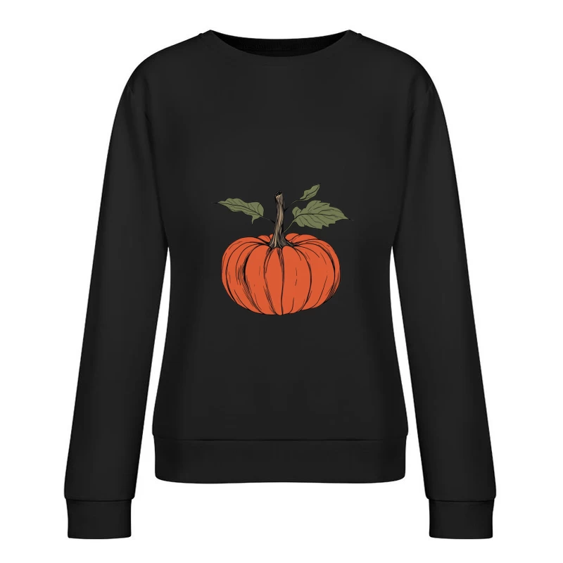 Illustrated Autumn Pumpkin: Seasonal Harvest Icon Female Pullover Sweatshirt