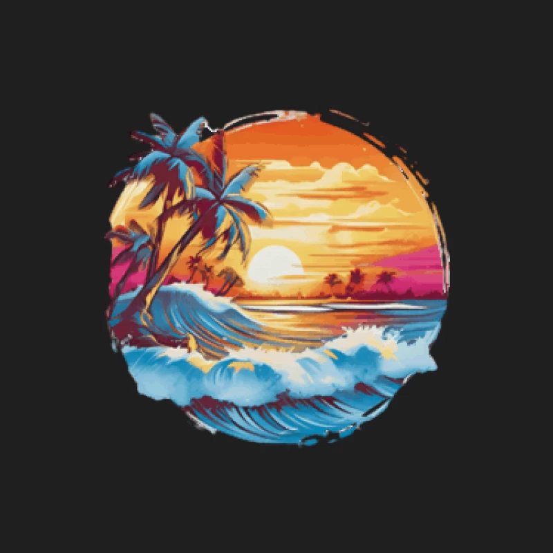 Tropischer Sonnenuntergang mit Wellen Herren Tanktops