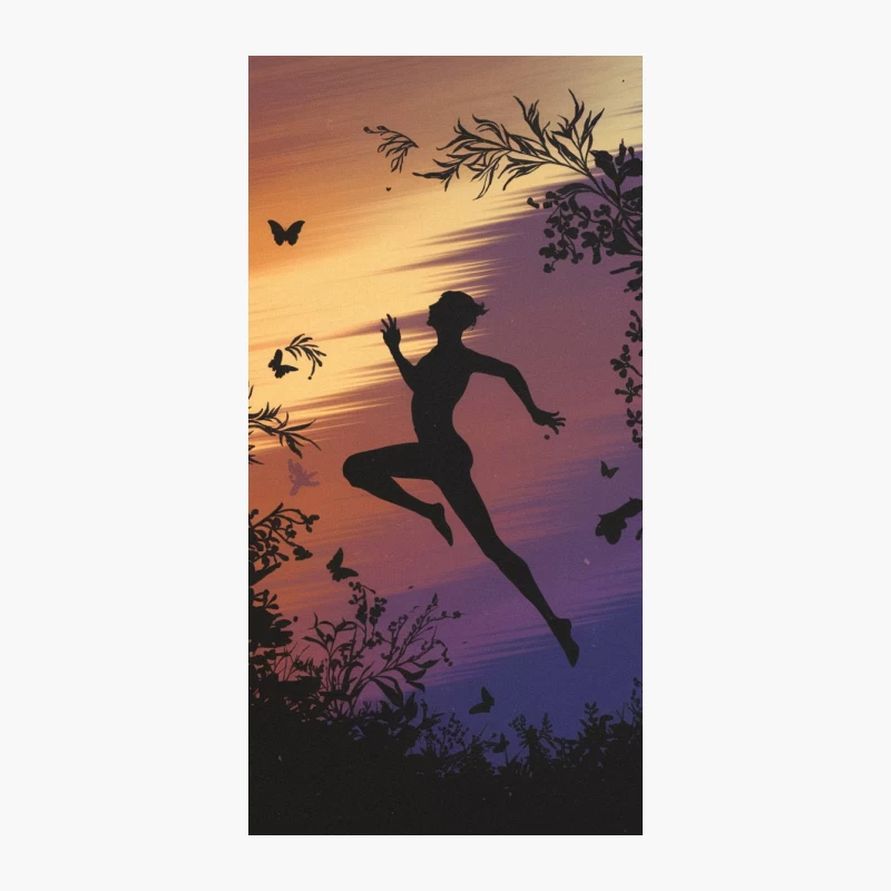 Silhouette Leaping into Dreamy Sunset Nature iPhone Case