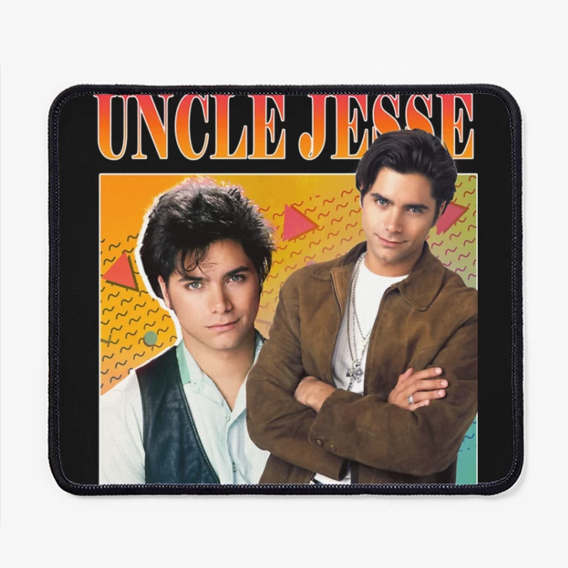 Retro TV Poster of Uncle Jesse from Full House 90s Series Mouse Pad