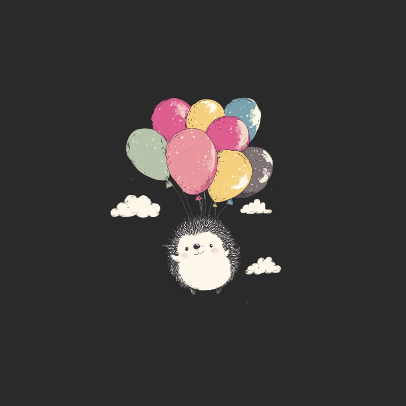 Whimsical Hedgehog Floating with Colorful Balloons Baseball Cap