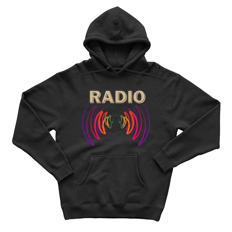 Radio Day – Vibrant Soundwave Celebration Male Pullover Hoodie