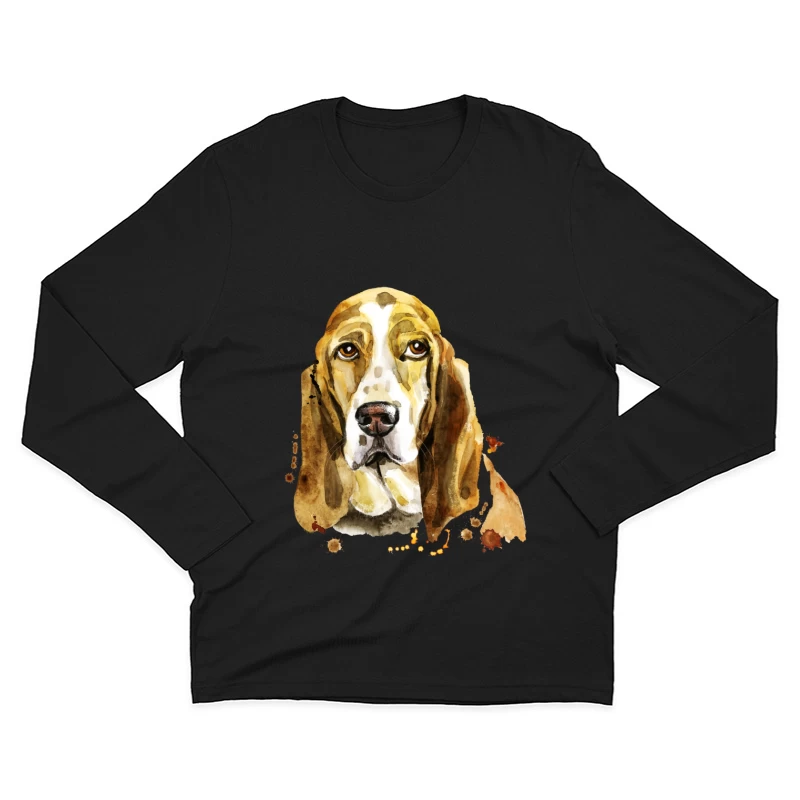 Portrait artistique de chien Basset Homme Manches Longues T-Shirt