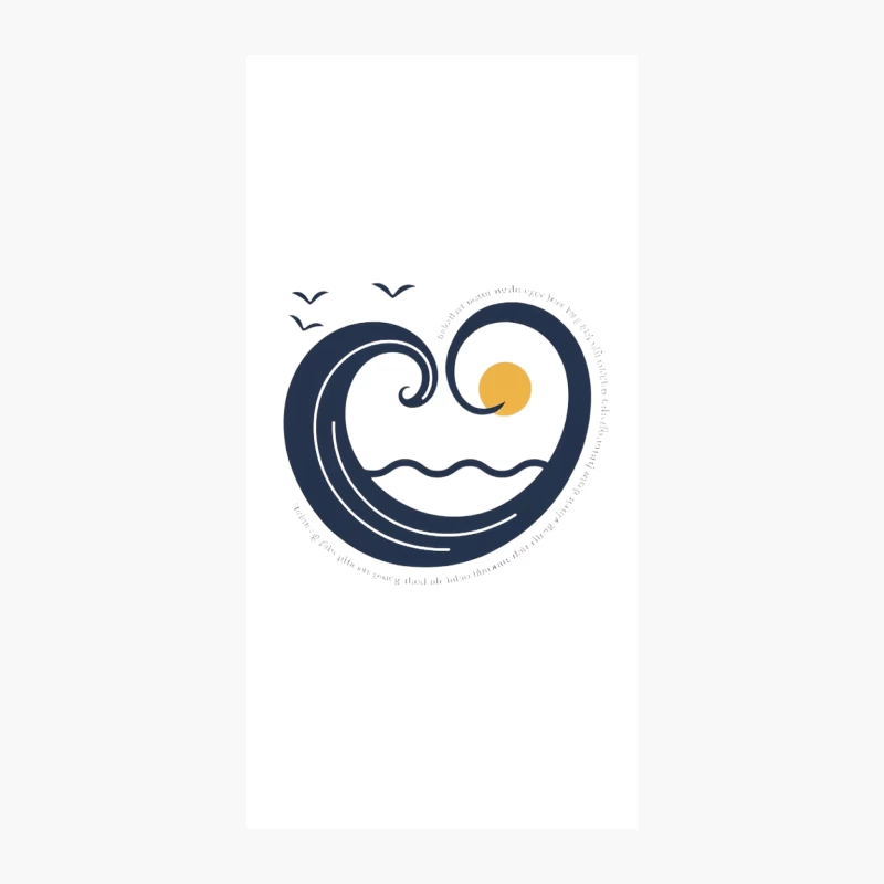 Minimalist Ocean Wave Logo with Heart Shape and Sun iPhone Case