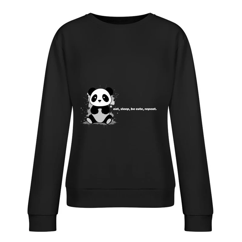 Cute Panda Illustration Female Pullover Sweatshirt