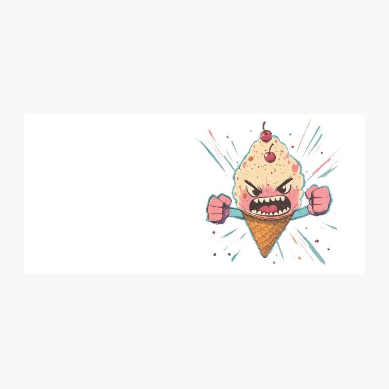 Angry Cartoon Ice Cream Monster with Cherries Coffee Mug