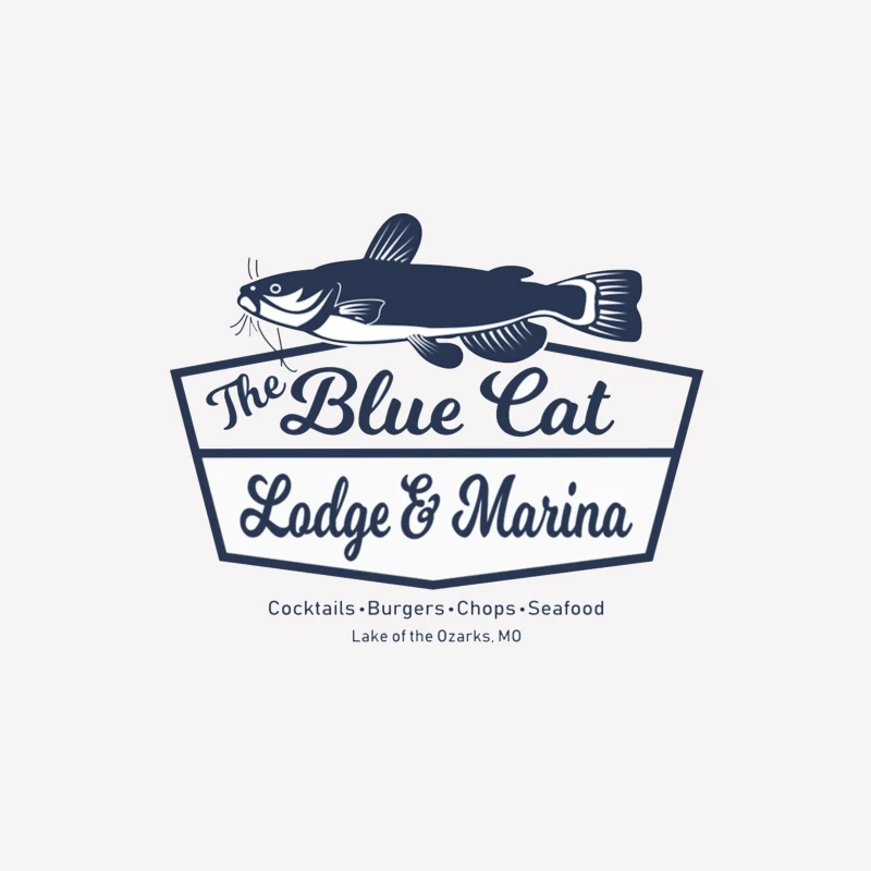 Blue Cat Lodge & Marina Restaurant Logo at Lake of the Ozarks Male T-Shirt