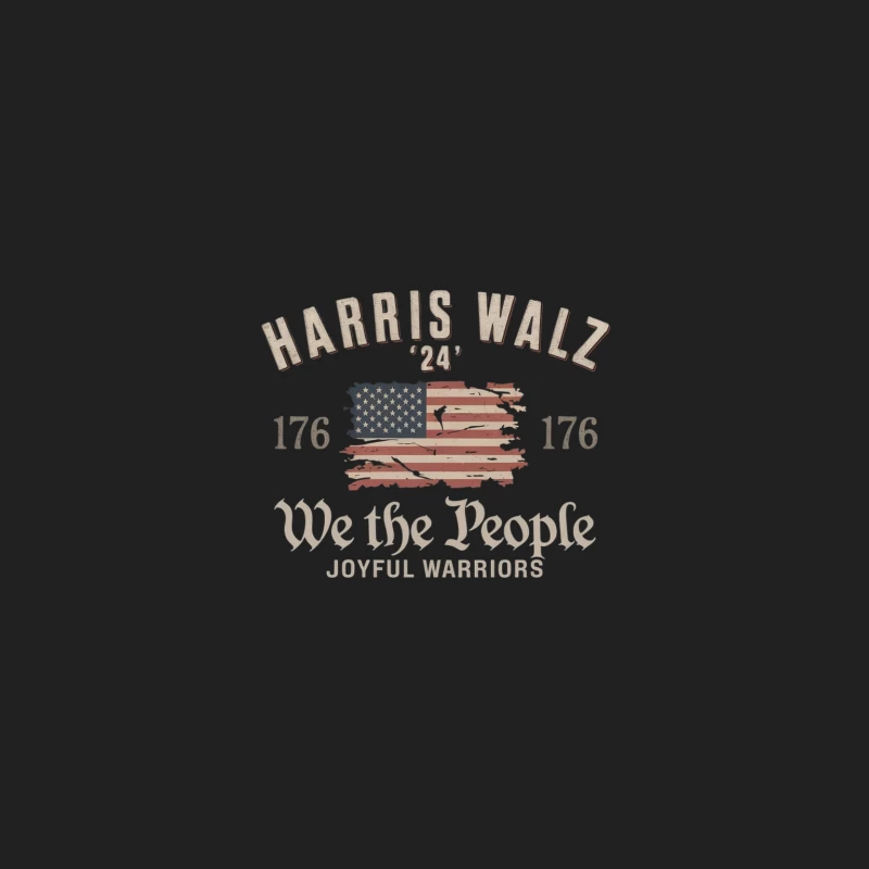 Vintage Patriotic Harris Walz Joyful Warriors Typography Bucket Hat