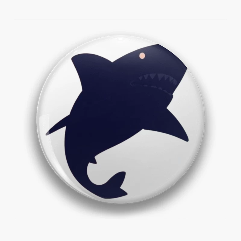 Navy Blue Cartoon Shark Silhouette Pin