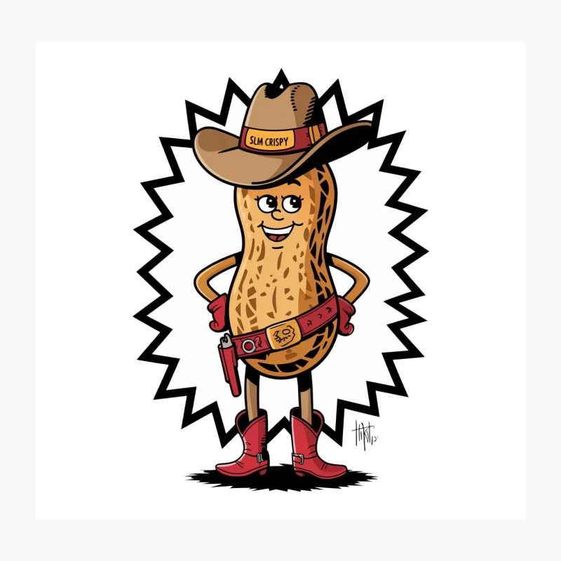 Cowboy Peanut Mascot: Slim Crispy's Nutty Adventure Throw Pillow