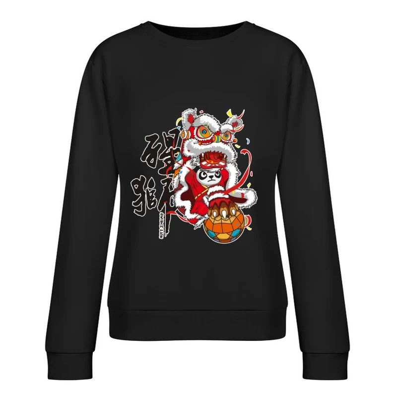 Panda-Löwentanz mit Fußball Damen Pullover Sweatshirt