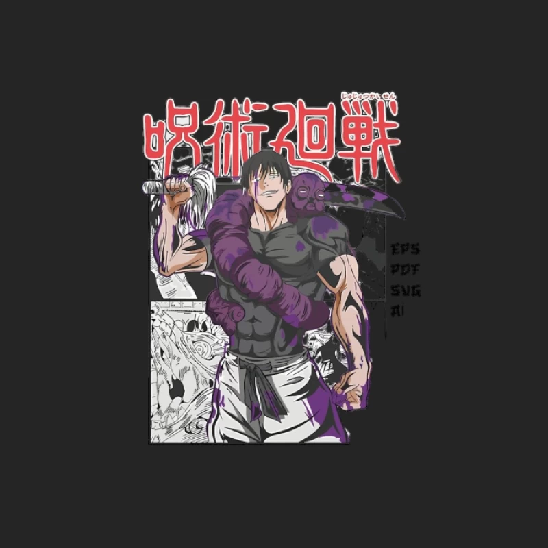 Anime-Krieger mit lila Kreatur Herren Pullover Sweatshirt