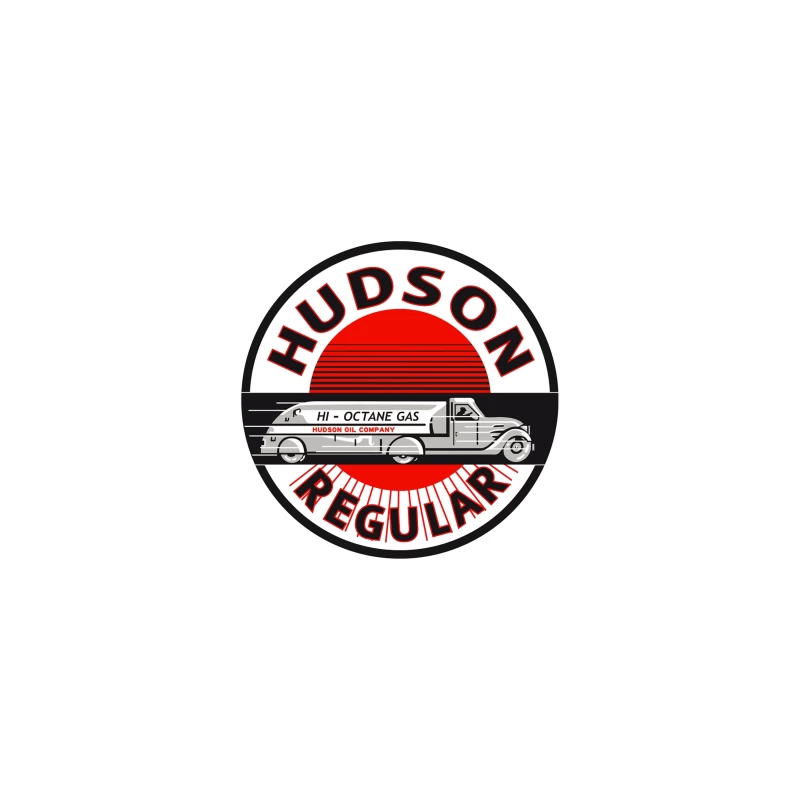 Vintage Hudson Regular Gas Station Logo with Art Deco Fuel Truck Design Travel Mug