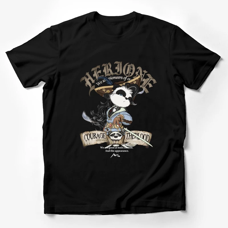 Heldin Katze mit Schwert und Totenkopf Herren T-Shirt