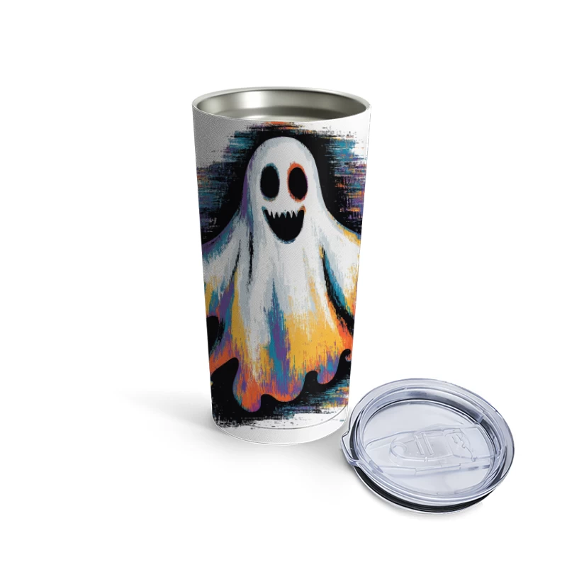 Colorful Spooky Ghost Halloween Illustration Travel Mug