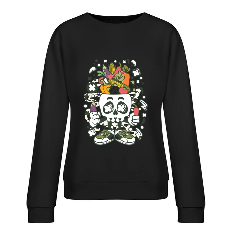 Crâne amusant avec légumes colorés Femme Sweat-shirt à enfiler
