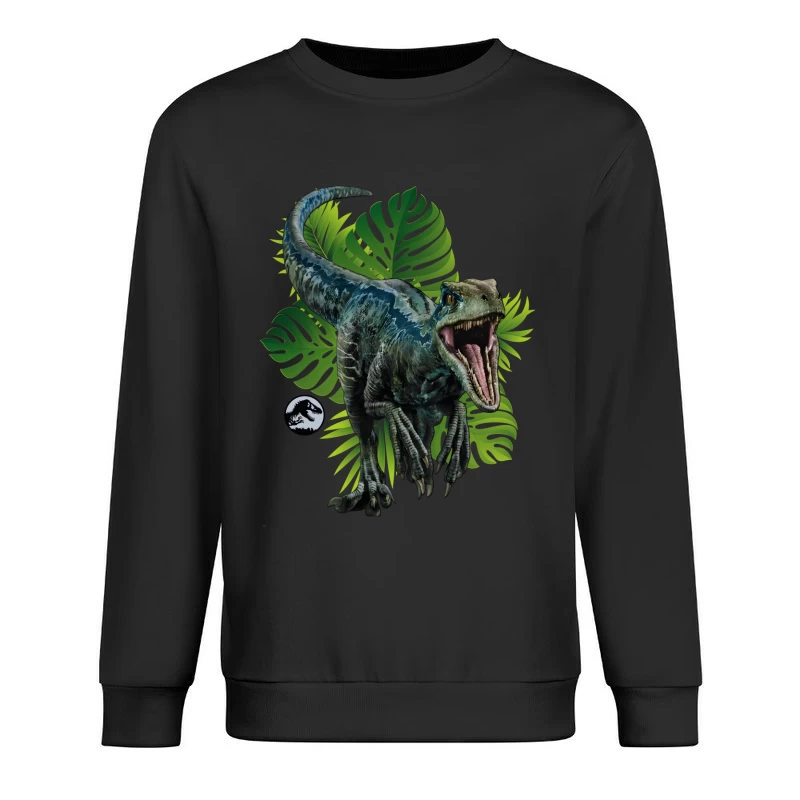 Hyperrealistic Velociraptor in the Wild Male Pullover Sweatshirt