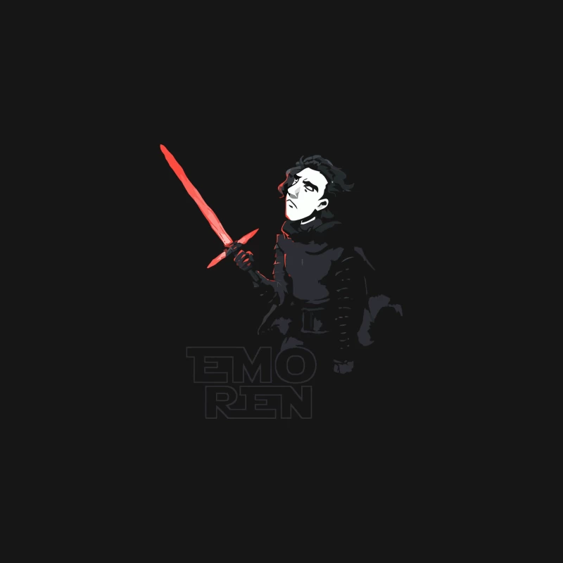 Emo Kylo Ren: A Star Wars Parody in Minimalist Black and White Desk Mat