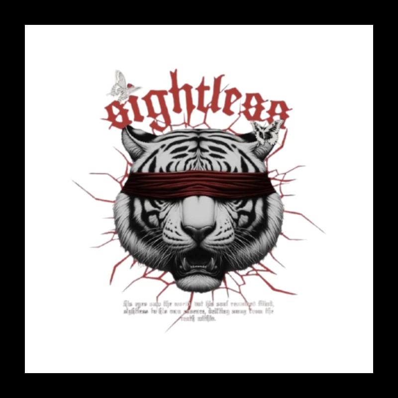 Blindfolded Tiger with Gothic Typography Pin