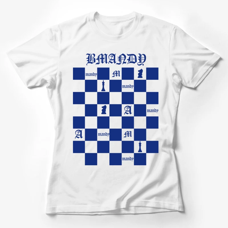 Schachbrettmuster mit Buchstaben und Symbolen Damen T-Shirt