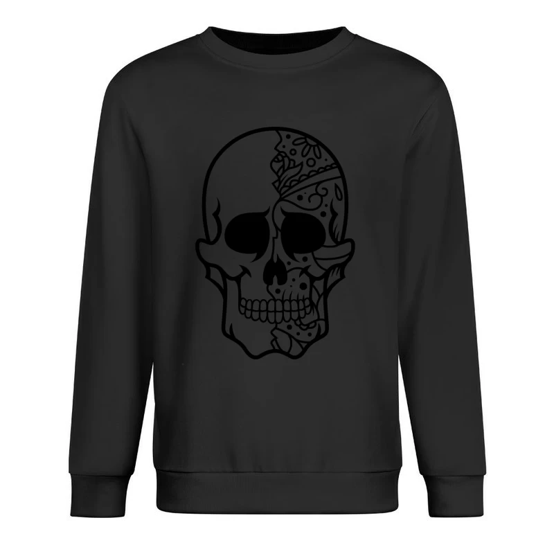 Crâne artistique avec motifs floraux Homme Sweat-shirt à enfiler