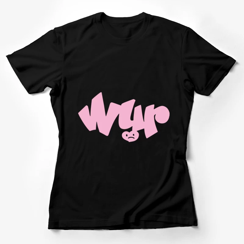 Rosa Graffiti Schriftzug mit traurigem Gesicht Damen T-Shirt