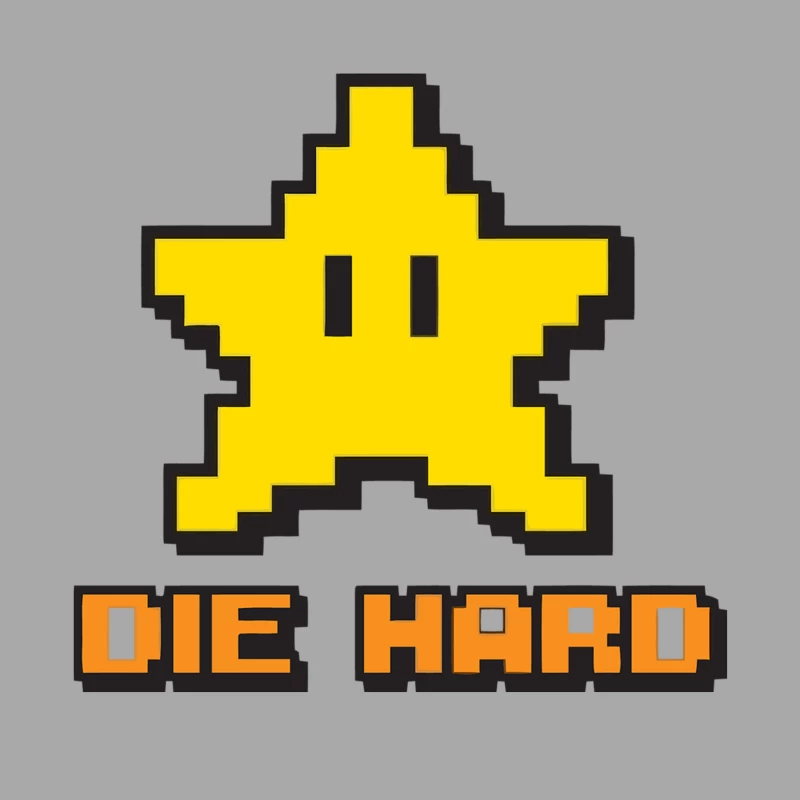 Retro Gaming Pixel Art Star with "Die Hard" Text Female Pullover Hoodie