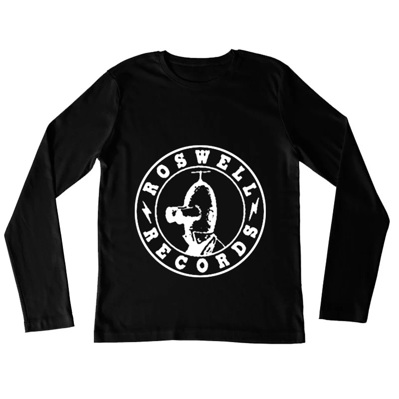 Roswell Records Black and White Circular Logo Female Long Sleeve T-Shirt