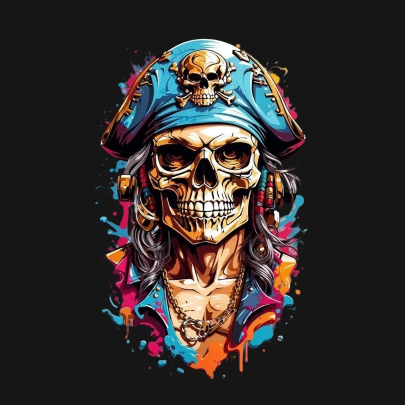 Stylized Pirate Skull Art Male Long Sleeve T-Shirt