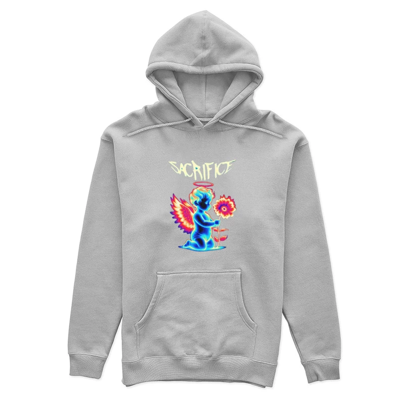 Neon Angel with Rainbow Wings - Sacrifice Art Female Pullover Hoodie