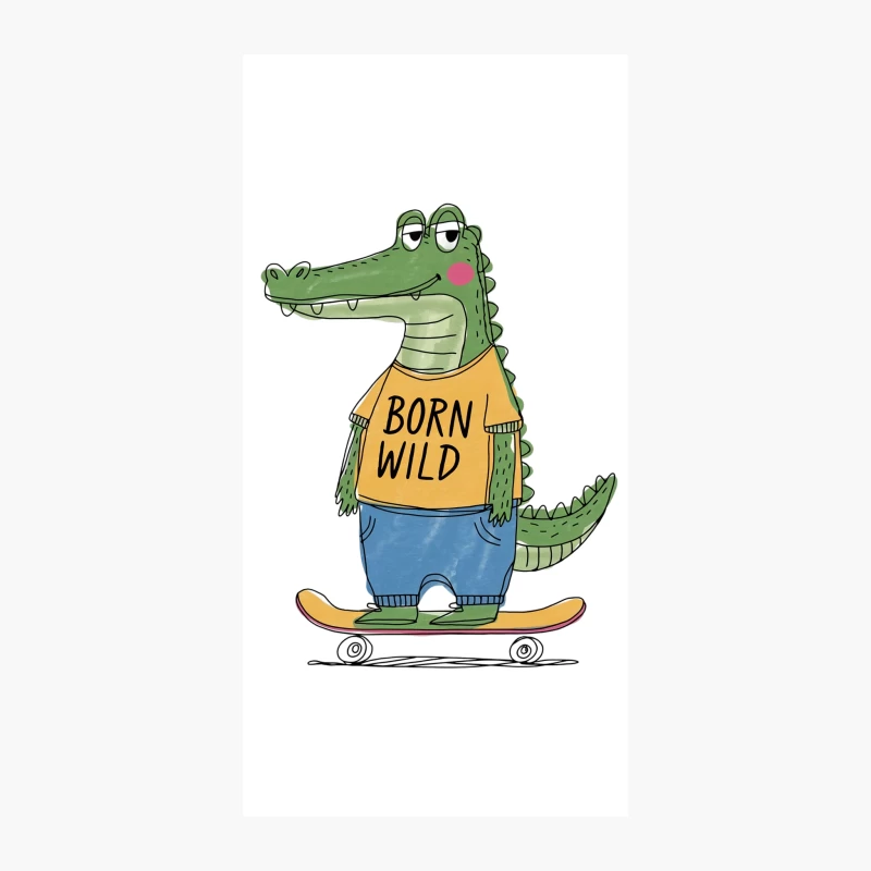 Skateboarding Alligator: Born Wild and Ready to Roll iPhone Case