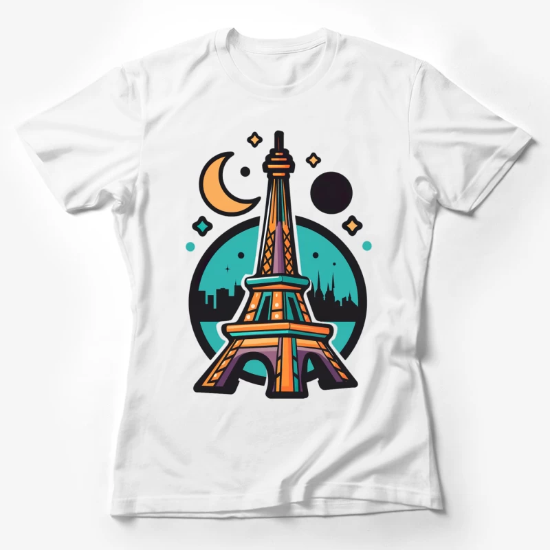 Tour Eiffel stylisée la nuit Femme T-Shirt