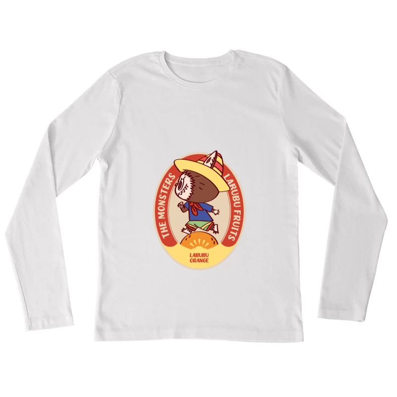 Labubu Orange Aufkleber Damen Langarm T-Shirt