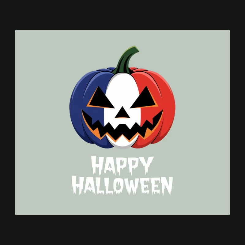 French Flag Colored Halloween Jack O'Lantern Decoration Mouse Pad