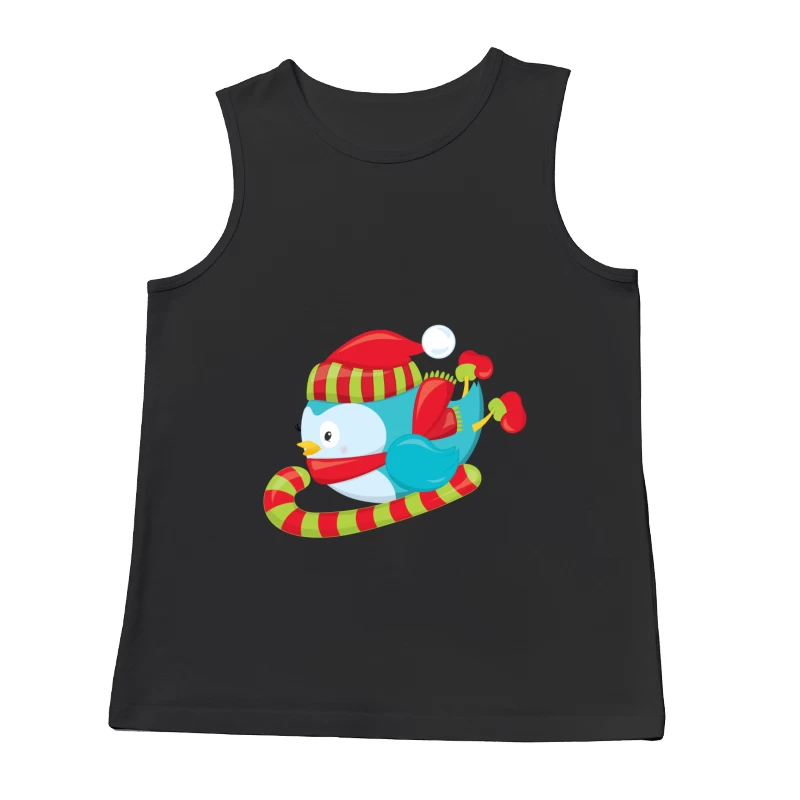 Oiseau mignon en hiver avec bonnet et écharpe Homme Débardeur