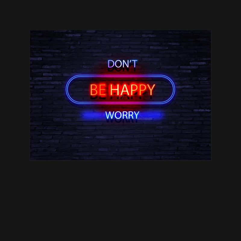 Don_t Be Happy Worry  Humorous Neon Slogan Design Mouse Pad